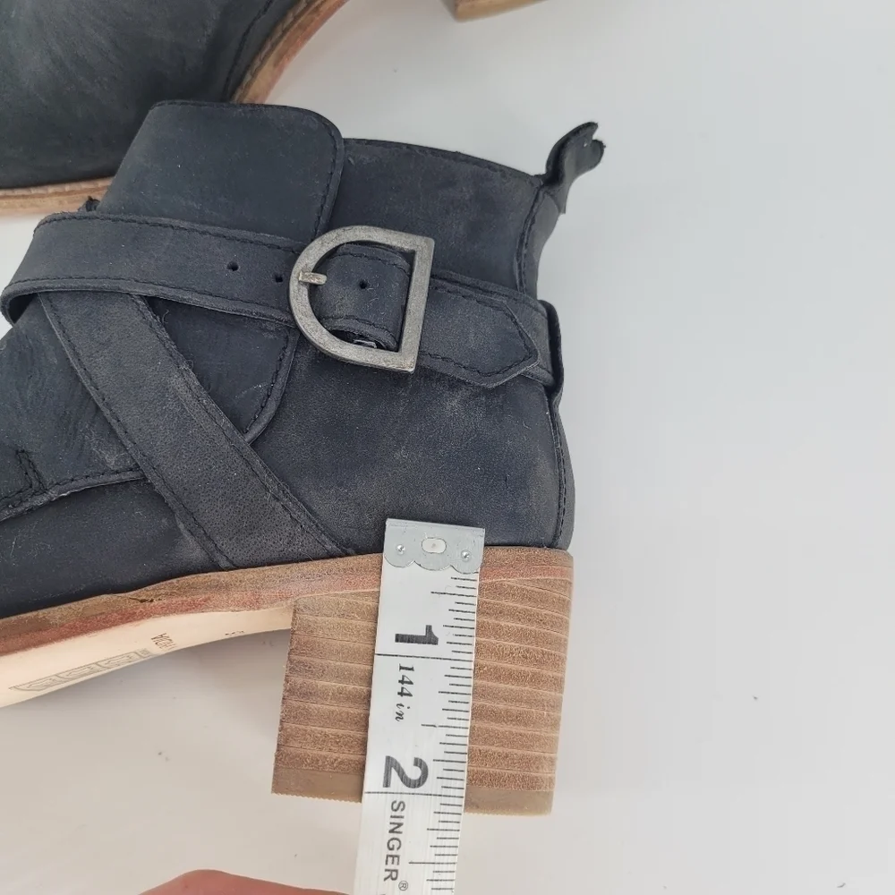 NEW Free people Back Loop Ankle Boots stacked heel western cowgirl Black 6.5